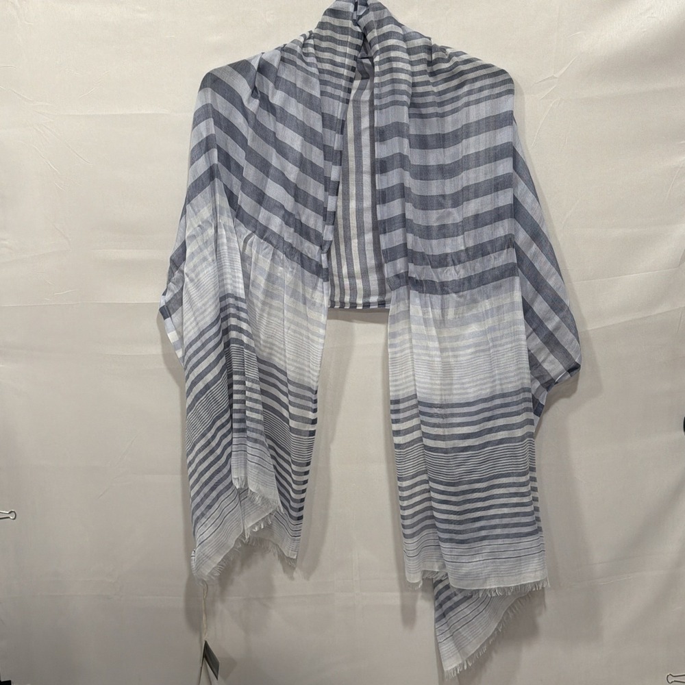 Faherty Variegated Striped Wrap 404 Blue Women's One Size NWT ‎ 100% Modal